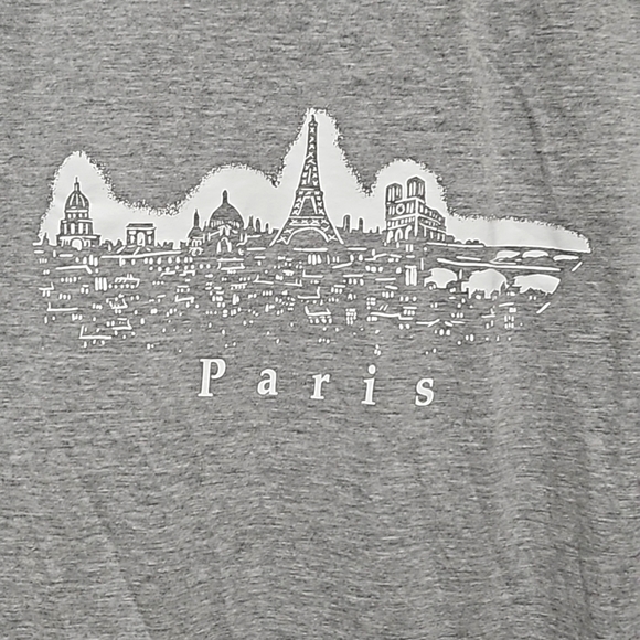 😎🗼inK collection Short Sleeve Paris Tee Light Gray/White Soft Size XXL - Picture 7 of 7